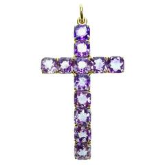 Antique Large Victorian Amethyst Gold Cross