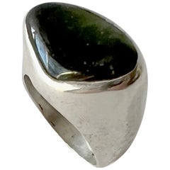 Fred Skaggs Sterling Silver Quartz or Opal Arizona Modernist Gentlemens Ring