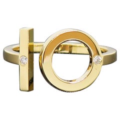 Hermès Number 10 Diamond Ring 18 Karat Yellow Gold