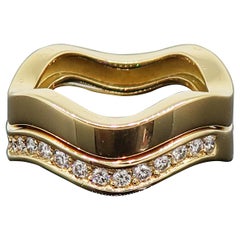 Cartier Diamond Wave Band Ring Set 18ct Yellow Gold