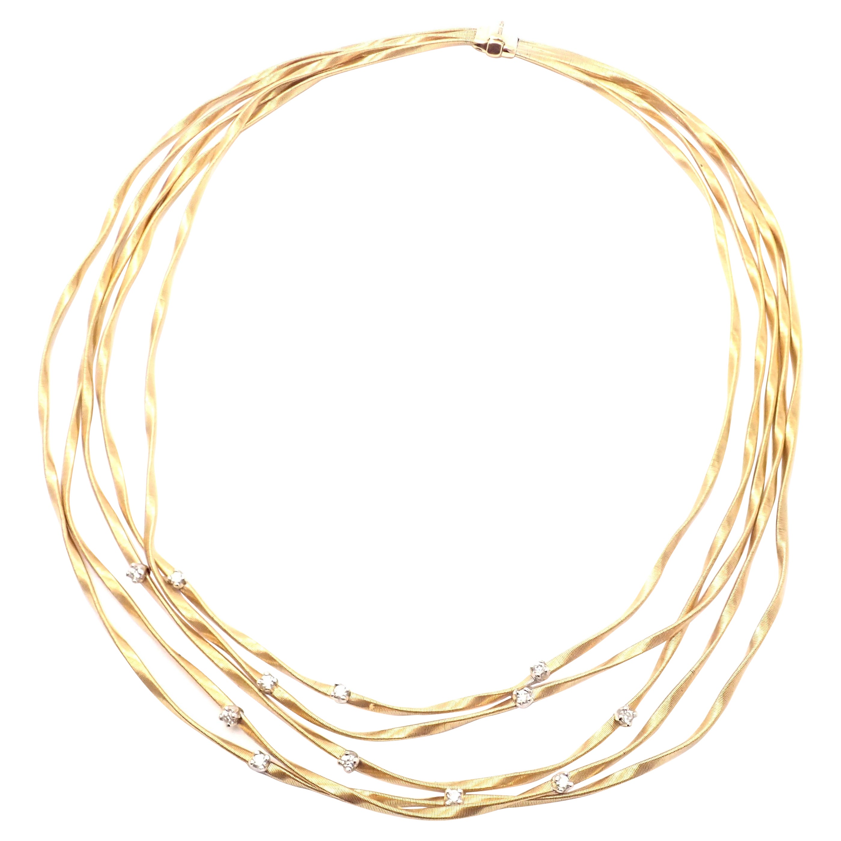 Marco Bicego Marrakech Five Stand Diamond Yellow Gold Necklace