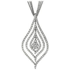 Diamond Gold Teardrop Pendant with Triple Strand Gold Chain