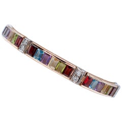 Garnets, Peridots, Amethysts, Topas, Diamanten, 14 Kt Roségold-Armband