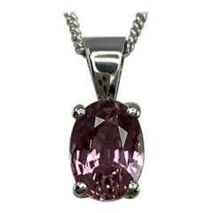 1.05ct Certified Natural Untreated Pink Sapphire 18k White Gold Oval Pendant