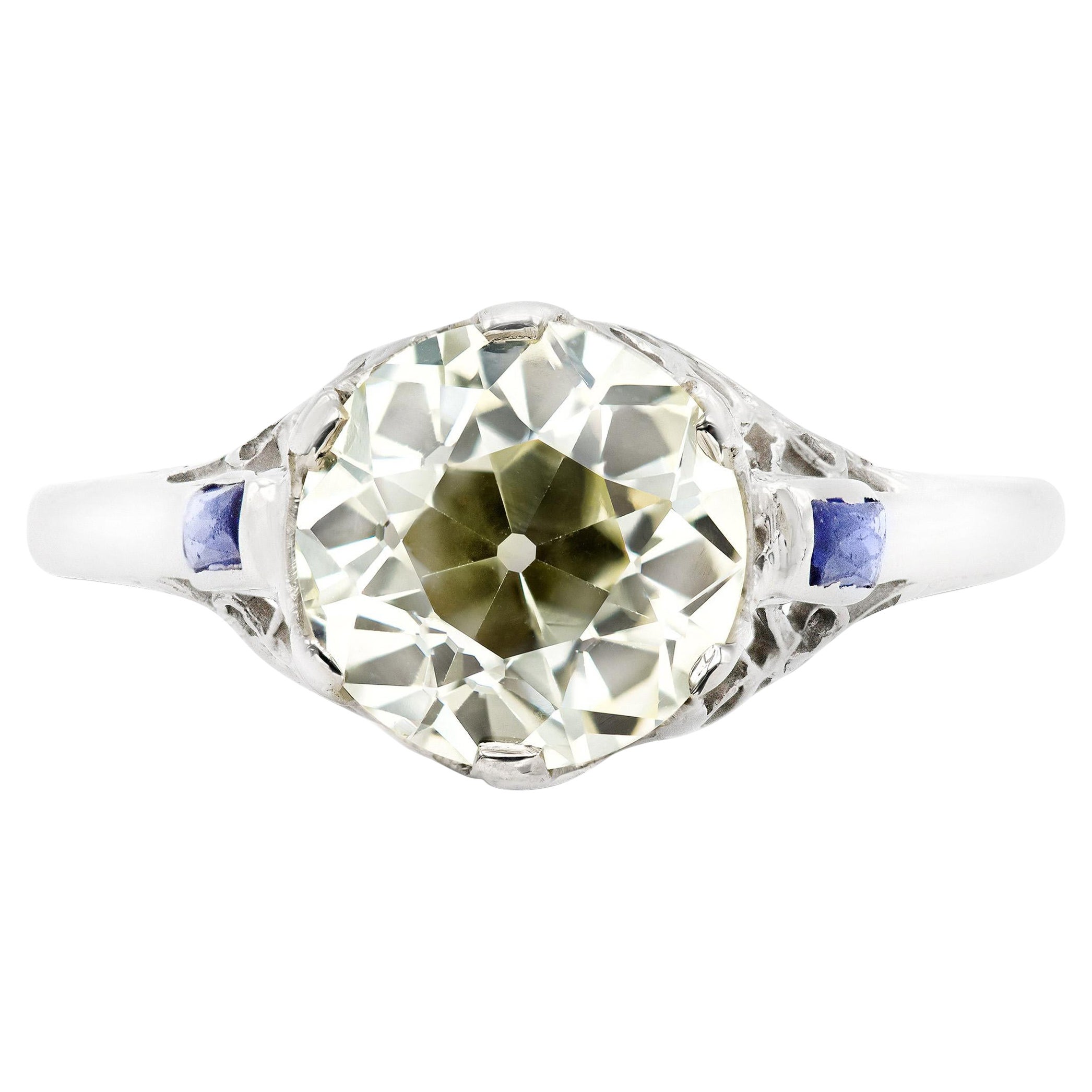 GIA Certified Art Deco 2.03 Ct. Diamond Filigree Engagement Ring For Sale