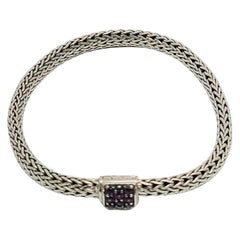 Vintage John Hardy Sterling Silver Classic Chain Amethyst Pave Icon Bracelet