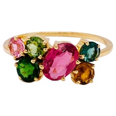 Multicolor Tourmaline Bouquet Ring in 18k YG