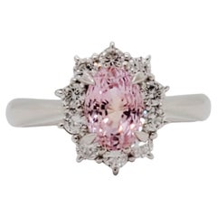 Guild Certified Sri Lanka Padparadscha Sapphire and Diamond Cocktail Ring 