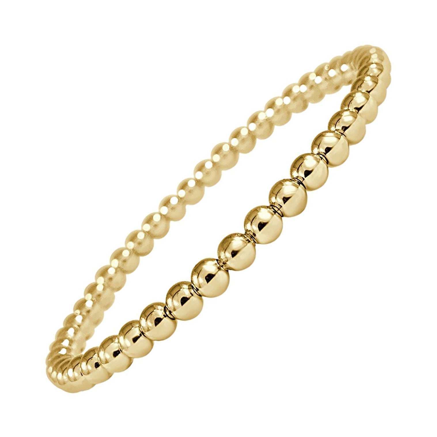 18k Yellow Gold Beaded Stretch Bracelet Beads 4mm For Sale