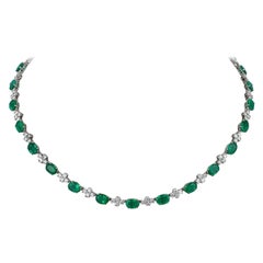 Andreoli 20.05 Carat Emerald Diamond 18 Karat White Gold Necklace