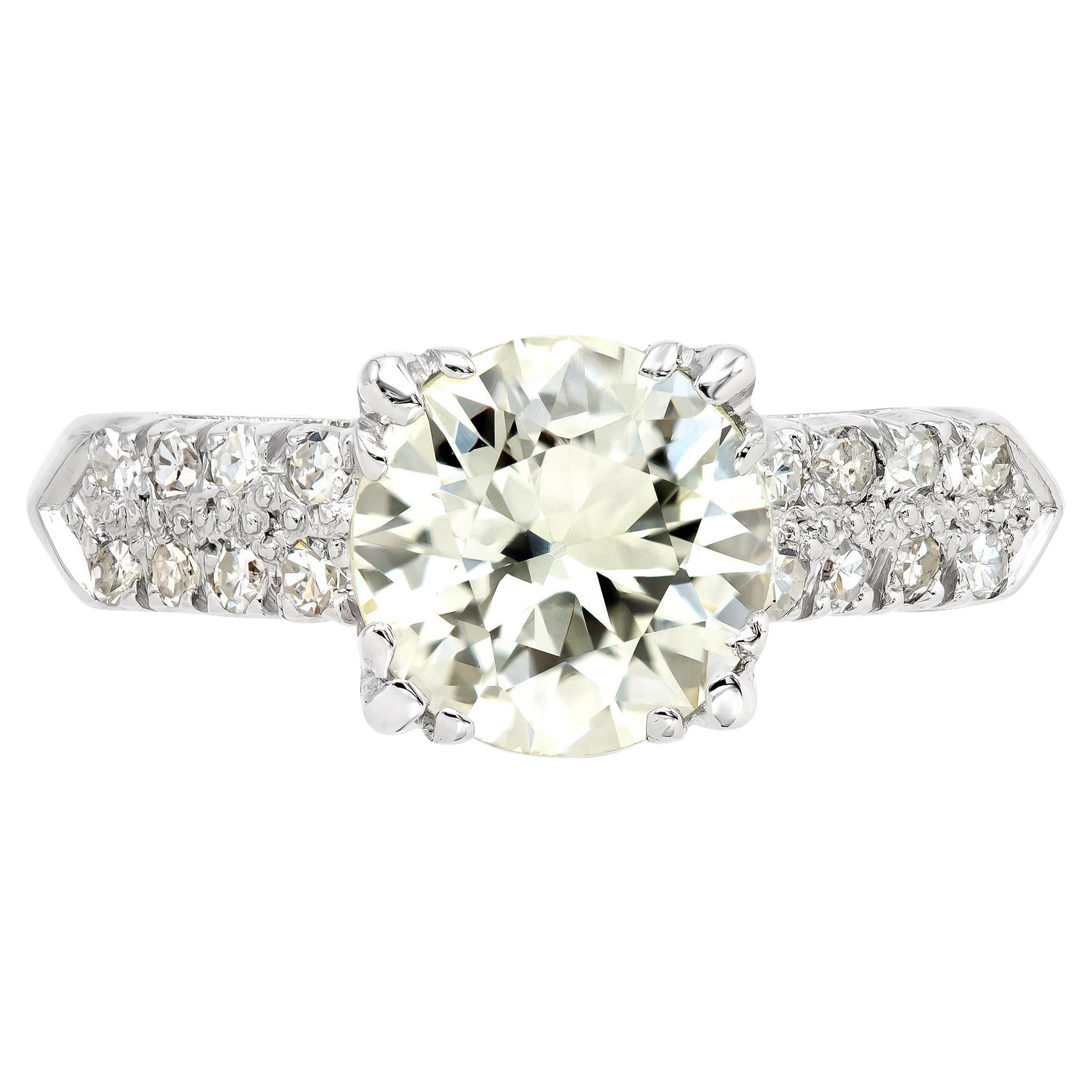 GIA Certified Art Deco 1.80 Ct. Old European Diamond Engagement Ring For Sale