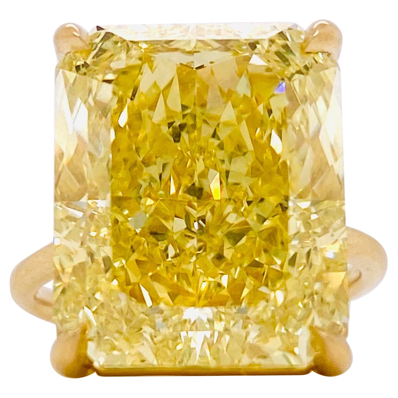 Emilio Jewelry Gia Certified 19.00 Carat Fancy Yellow Diamond Ring