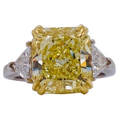 Emilio Jewelry Gia Certified 5.50 Carat Fancy Yellow Diamond Ring