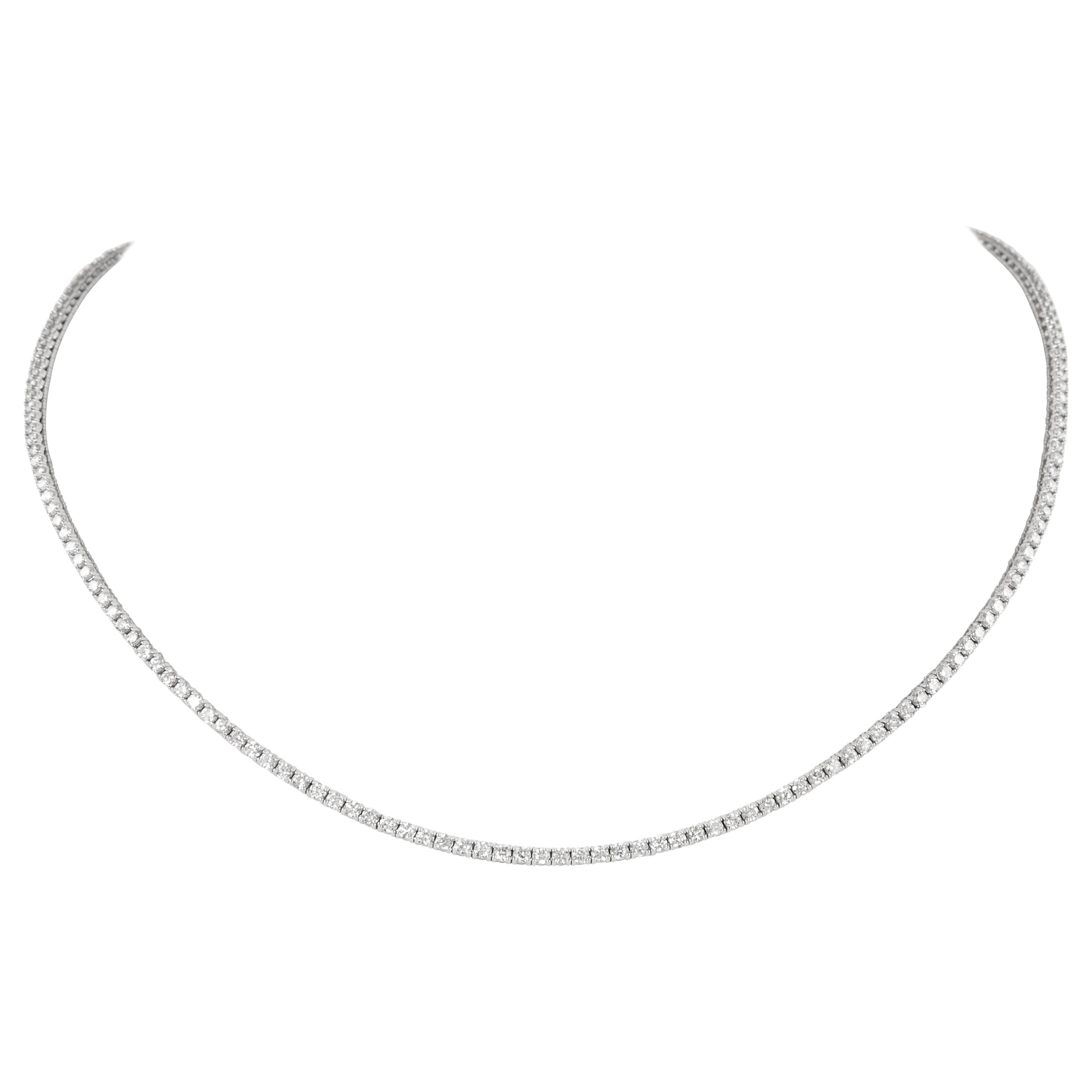 Alexander 5.09 Carat Diamond Tennis Necklace 18 Karat White Gold