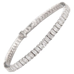 Alexander 9.48 Carat Emerald Cut Diamond Tennis Bracelet 18 Karat White Gold