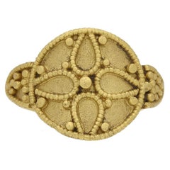 Antique Saxon Ornate Gold Ring, circa 7th-9th Century AD