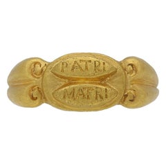 Ancient Roman 'Patri Matri' Gold Ring, circa 3rd Century AD
