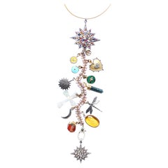 Clarissa Bronfman "Vibration" Quartz Diamond 14k Gold Symbol Tree Necklace