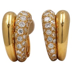 Cartier Yellow Gold Diamond Double Hoop Earrings