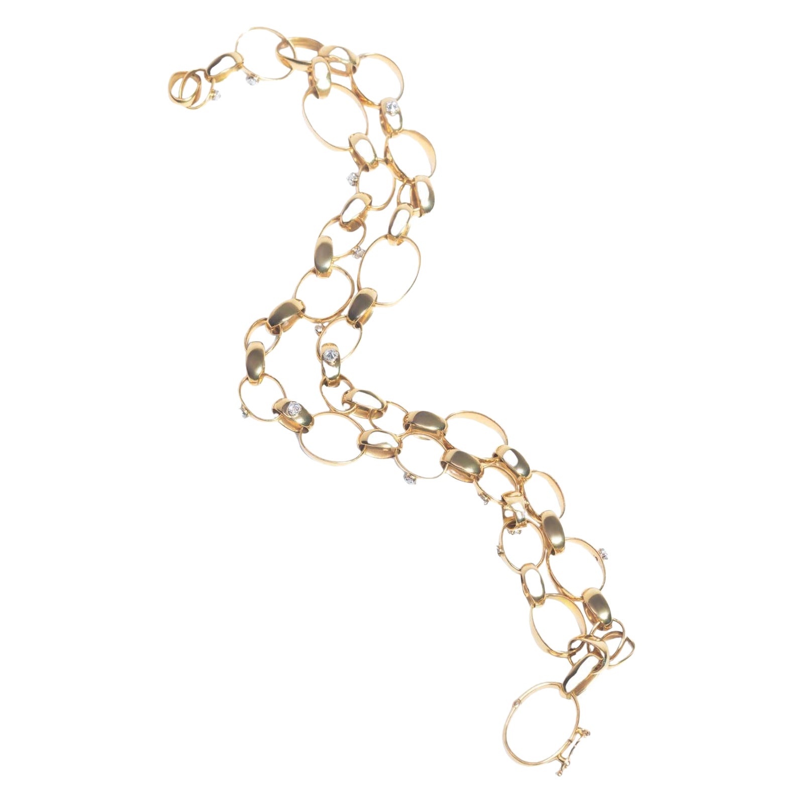 18k Gold 0.47 Carat Inverted White Diamond Double Strand Bracelet