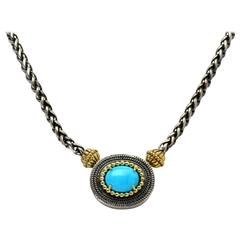 Stambolian Silver Gold Turquoise Necklace
