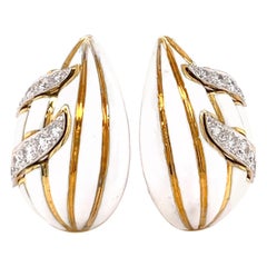 Vintage David Webb Diamond Enamel 18 Karat Gold Earrings
