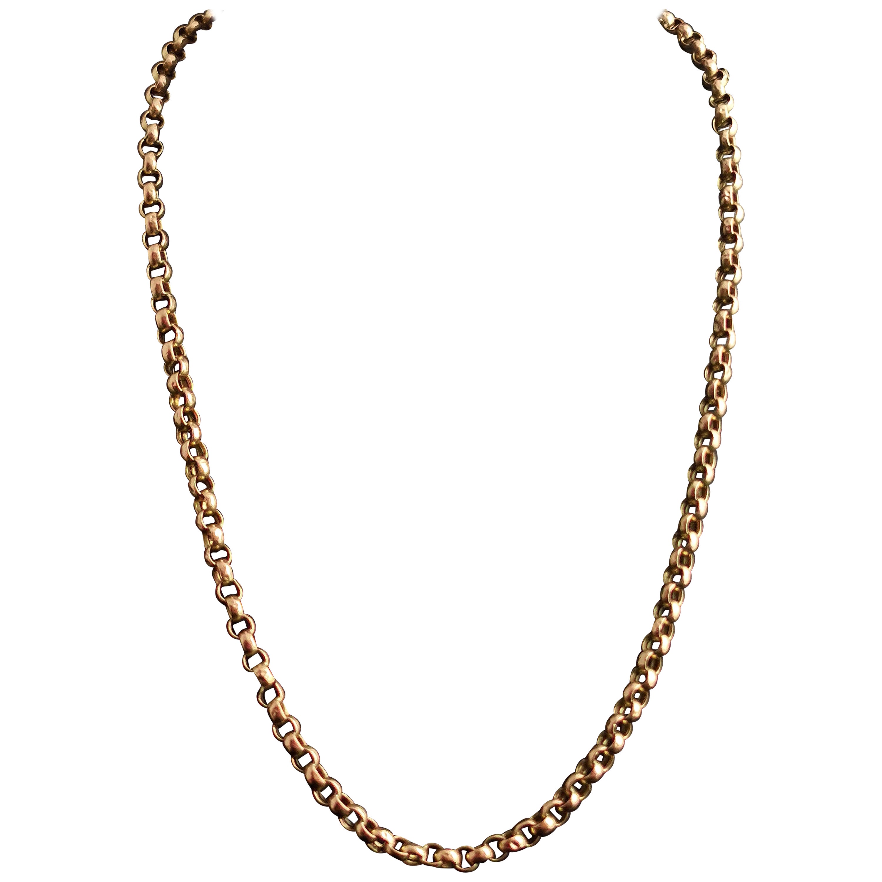Antique 9 Karat Yellow Gold Rolo Link Chain Necklace