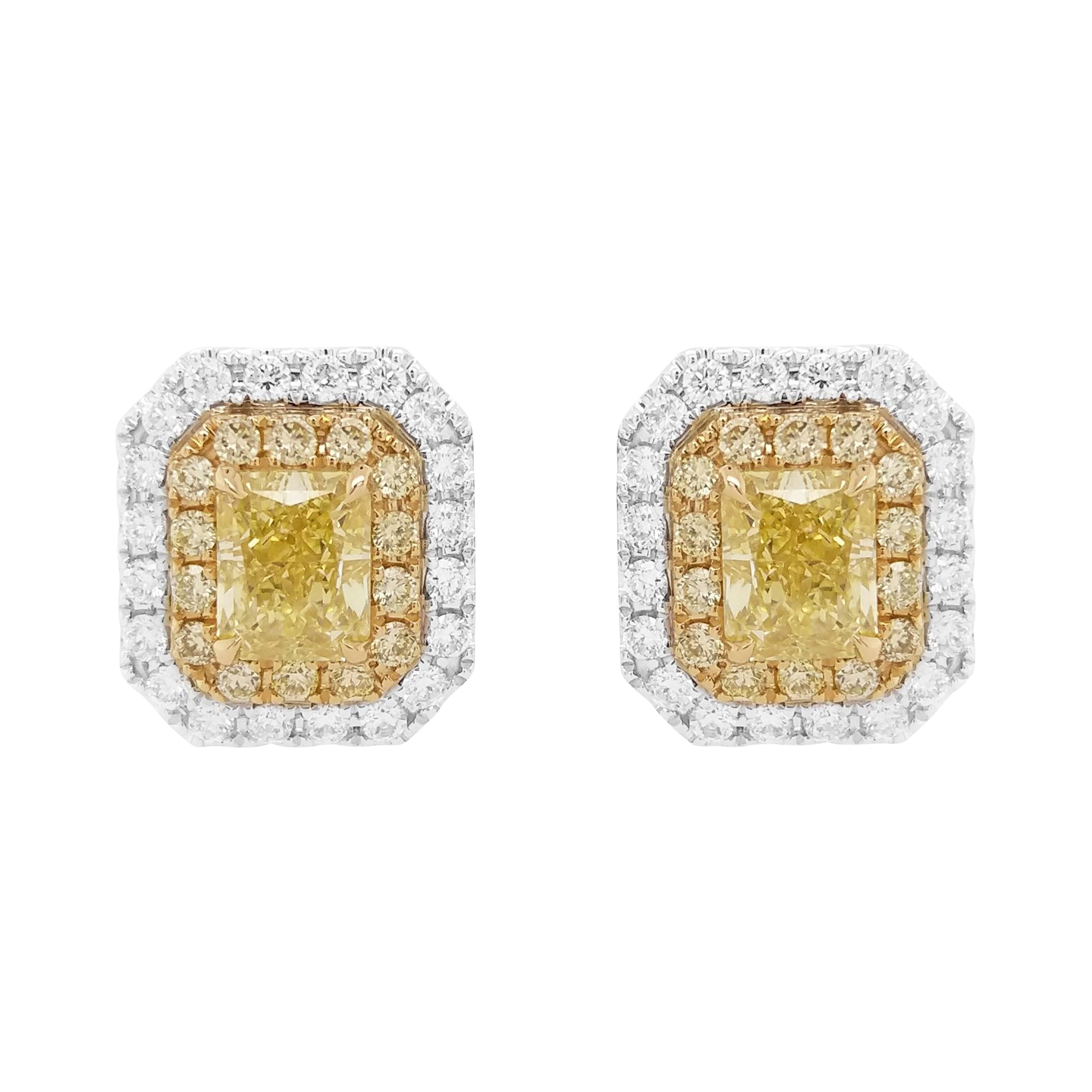 Black white and yellow shockers diamond stud earrings