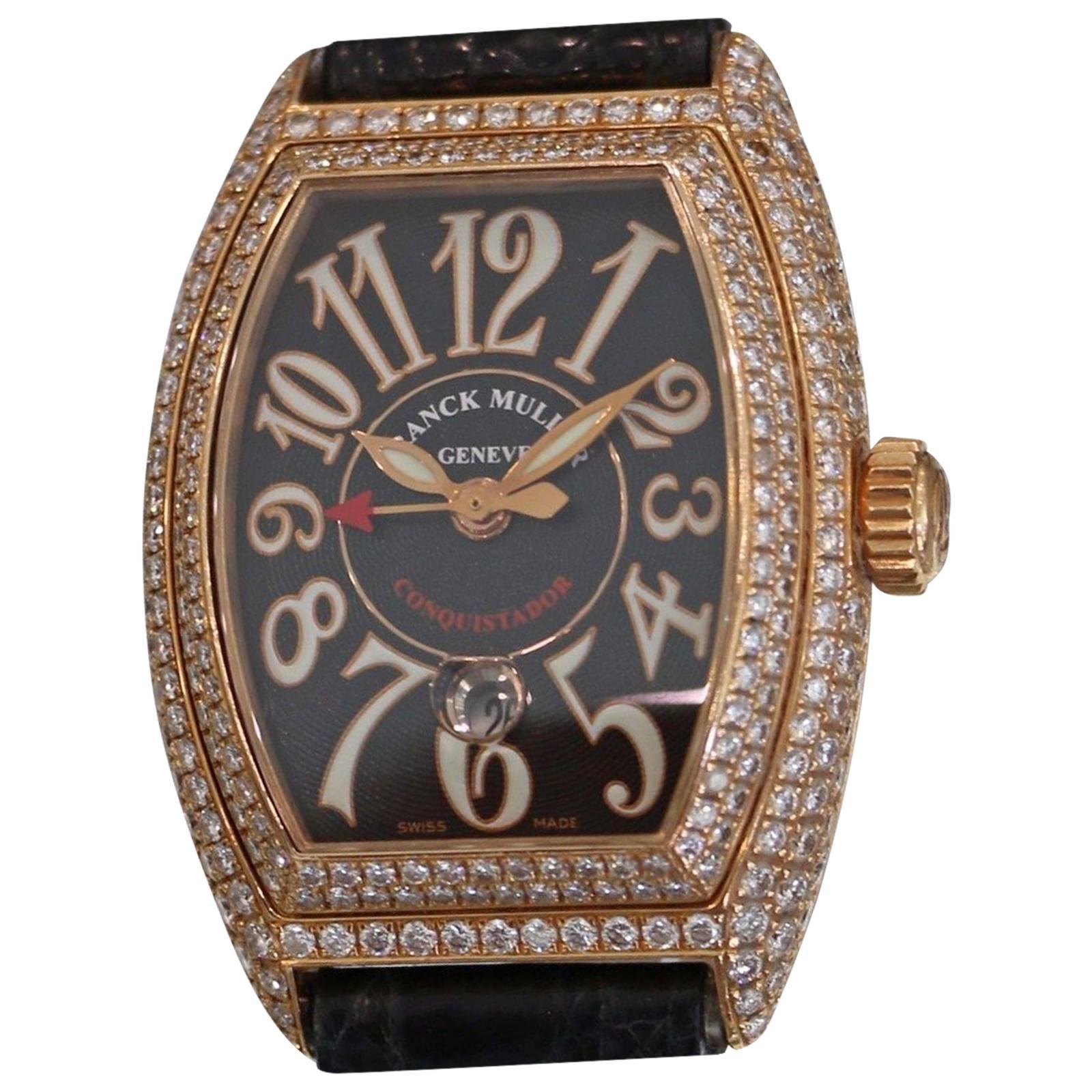 Franck Muller Lady's SCD Rose Gold Diamond Conquistador Automatic Wristwatch