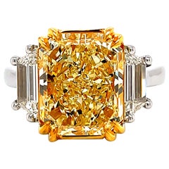 Alexander GIA 5.53ct Fancy Yellow Internally Flawless Diamond Three-Stone Ring