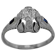 Sapphire Diamond Gold Engagement Ring