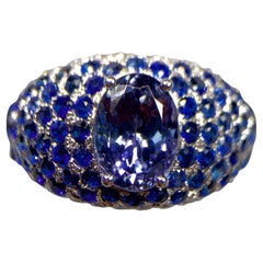 Eostre Tanzanite , Blue Sapphire And Diamond Ring in 18K White Gold