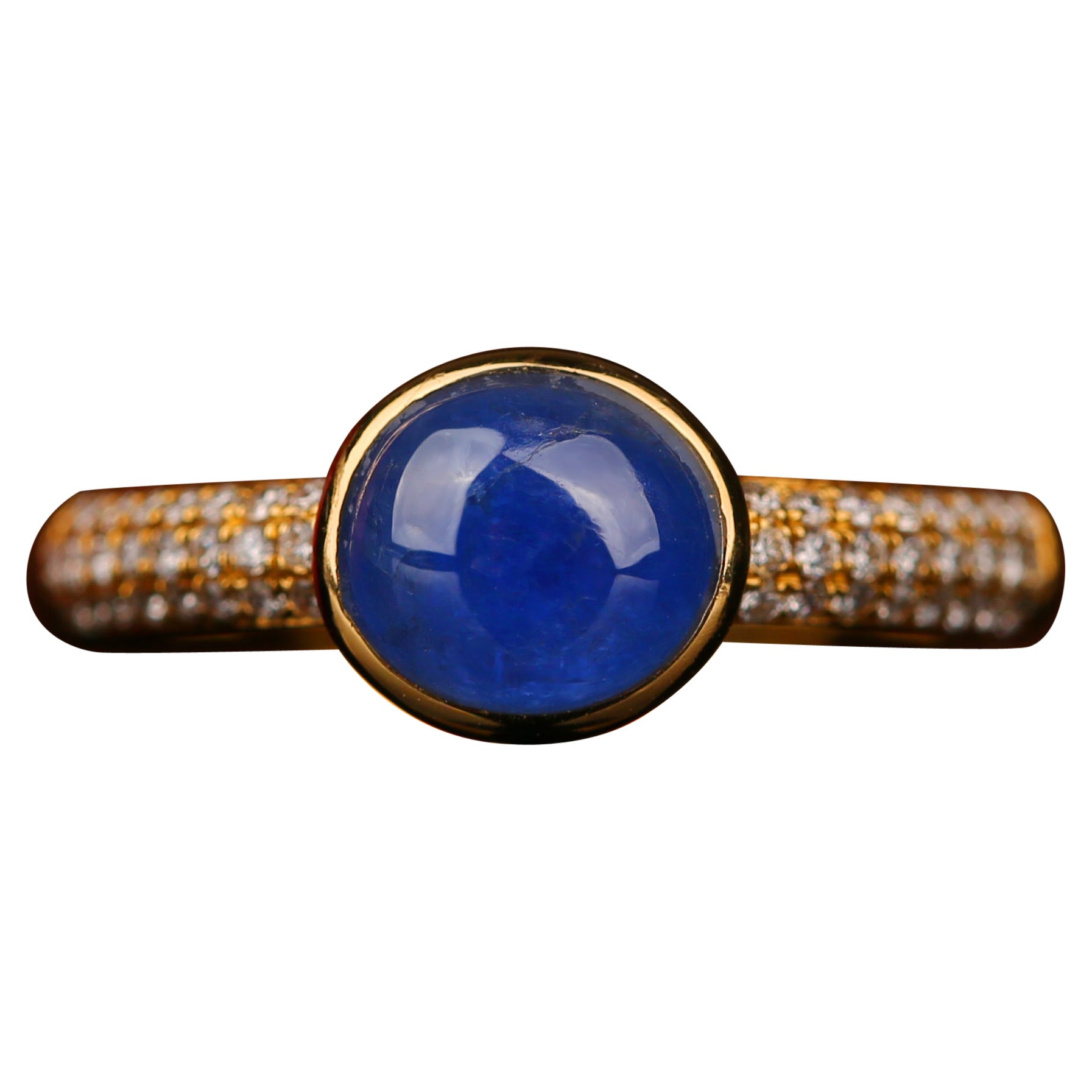 Eostre Burmese Sapphire 2.11ct Unheated and Diamond Yellow Gold Ring