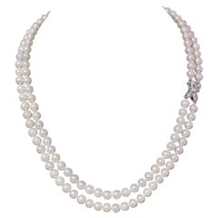 Diamond Akoya Pearl Necklace 14k Gold Certified