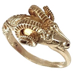 14ct 585 Gold Vintage Rams Head Ring