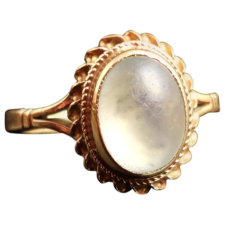 Bague Vintage Or Jaune 9 Carats Avec Opale De Feu - Taille M, 5,56g, Occasion Royaume-Uni