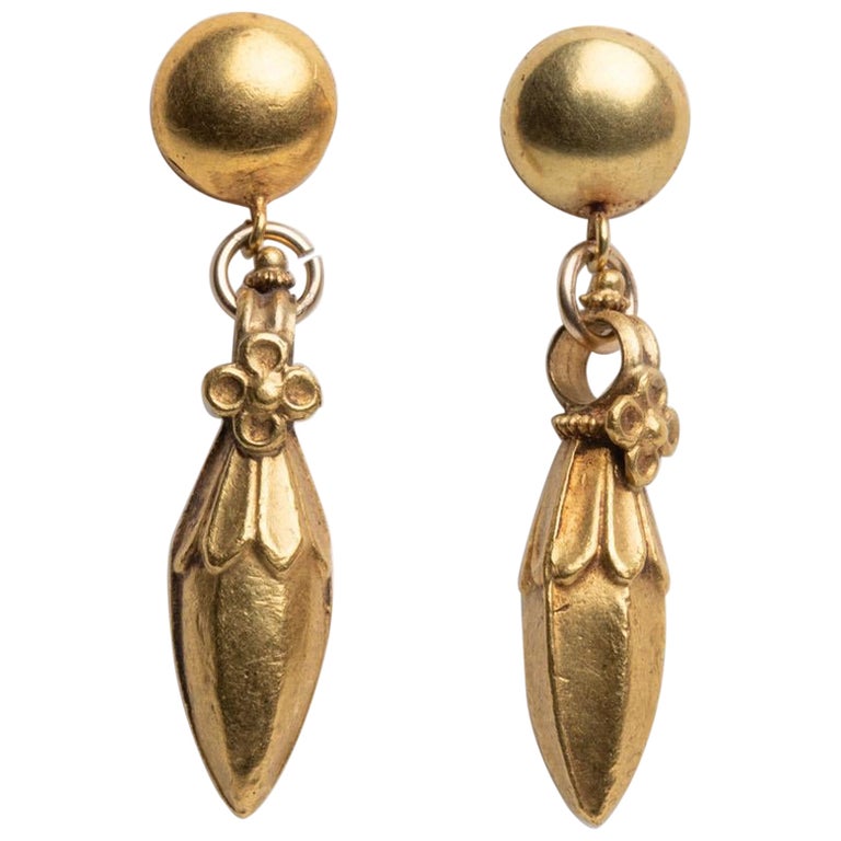 22K Gold Indian Drop Earrings at 1stDibs