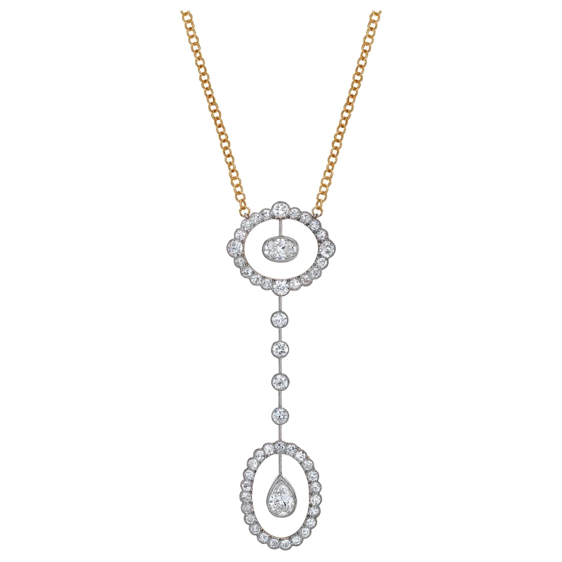 18k Gold Edwardian Floating Diamond Necklace