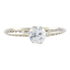 GIA Certified 0.62 Carat Old European Cut Diamond Solitaire Engagement Ring