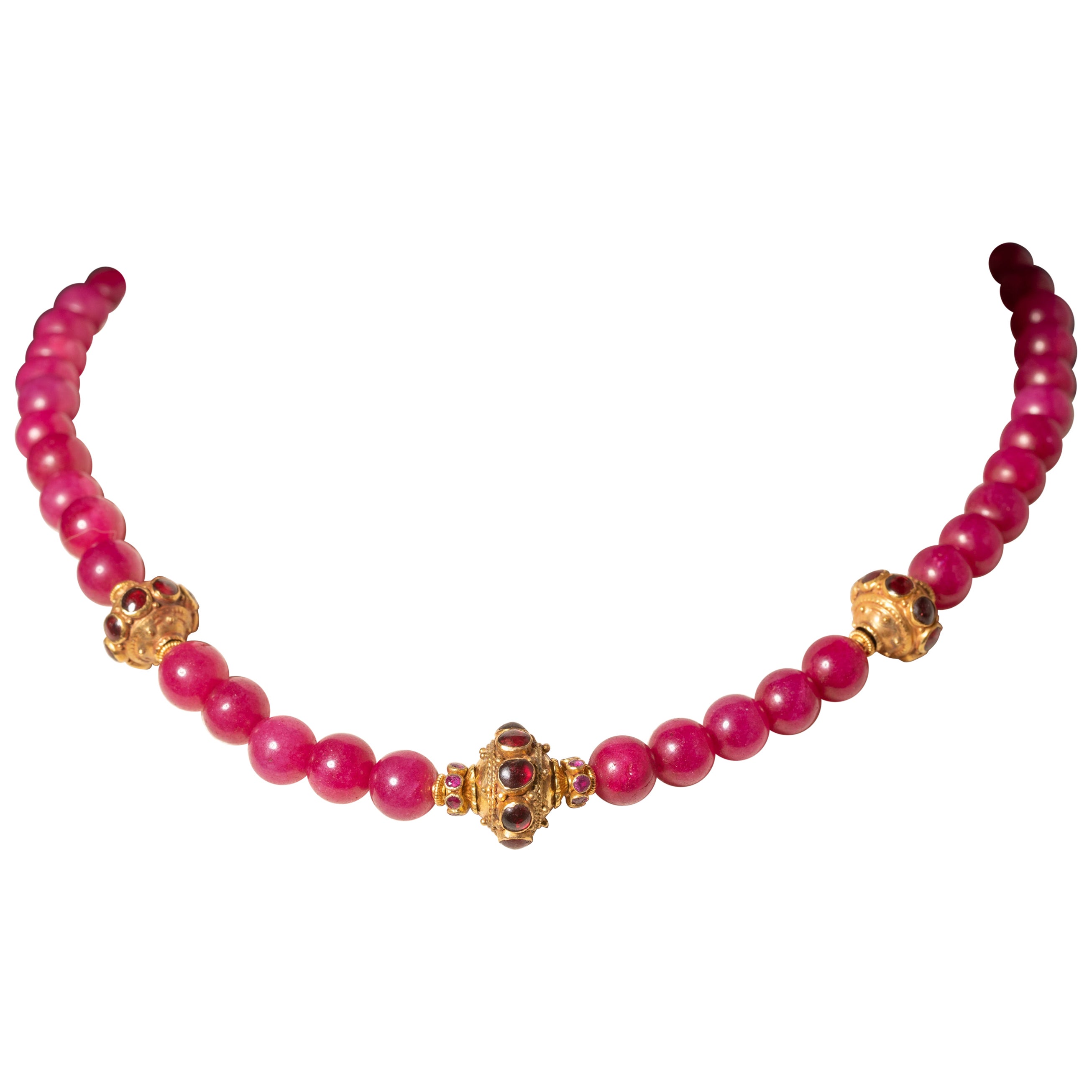 Collier de perles en rubis et or 22K par Deborah Lockhart Phillips