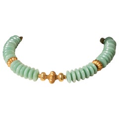 22K Gold and Adventurine Choker Necklace