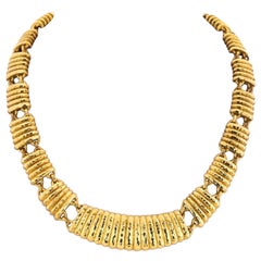 David Webb 18K Yellow Gold Fluted Panel Necklace