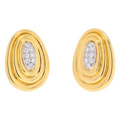 David Webb Platinum & 18K Yellow Gold Textured Gold and Diamond Earrings