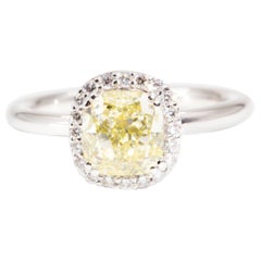 GIA Certified 2.00 Carat Fancy Yellow Diamond Contemporary Halo Engagement Ring