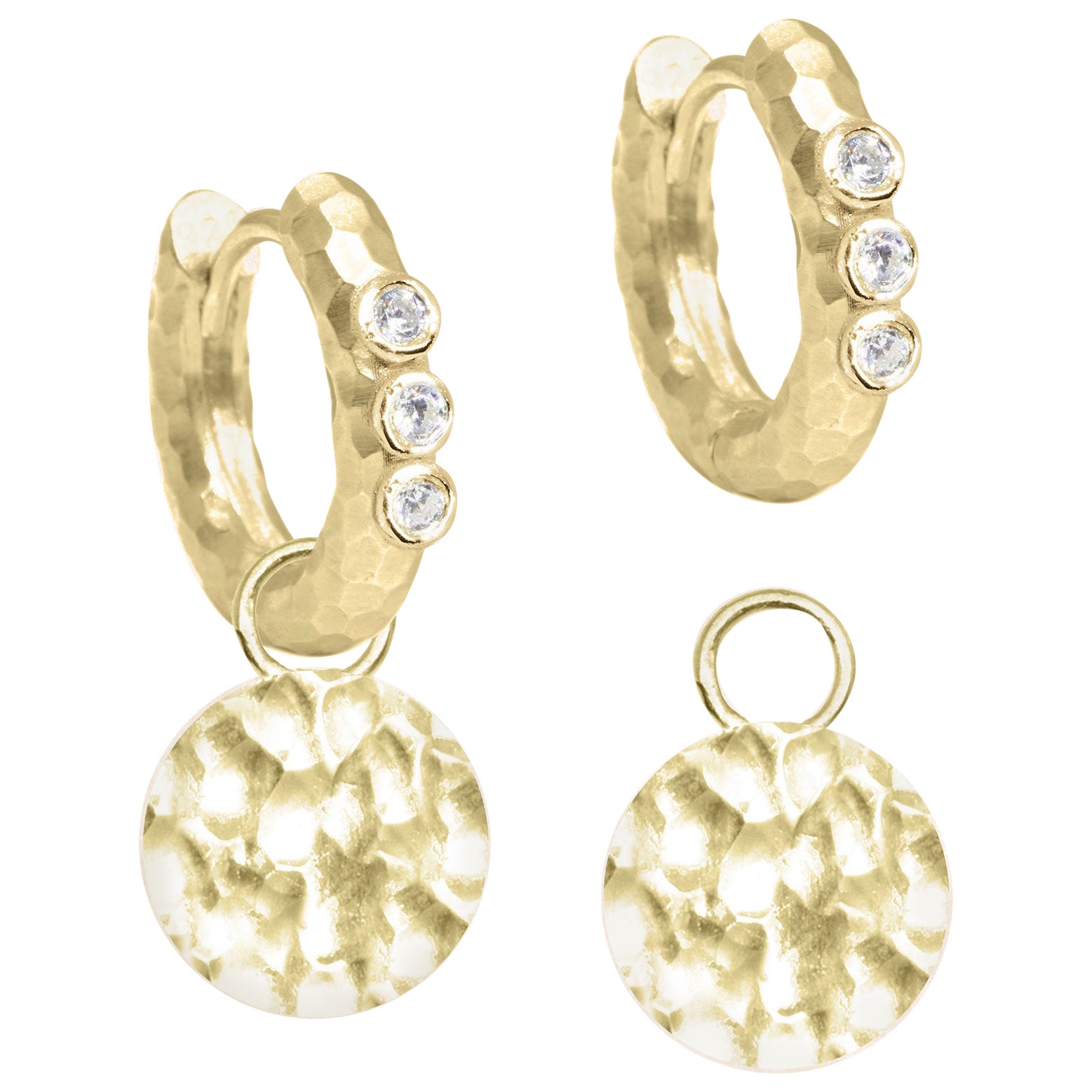 Forged Round Gold 18k Earring Charms