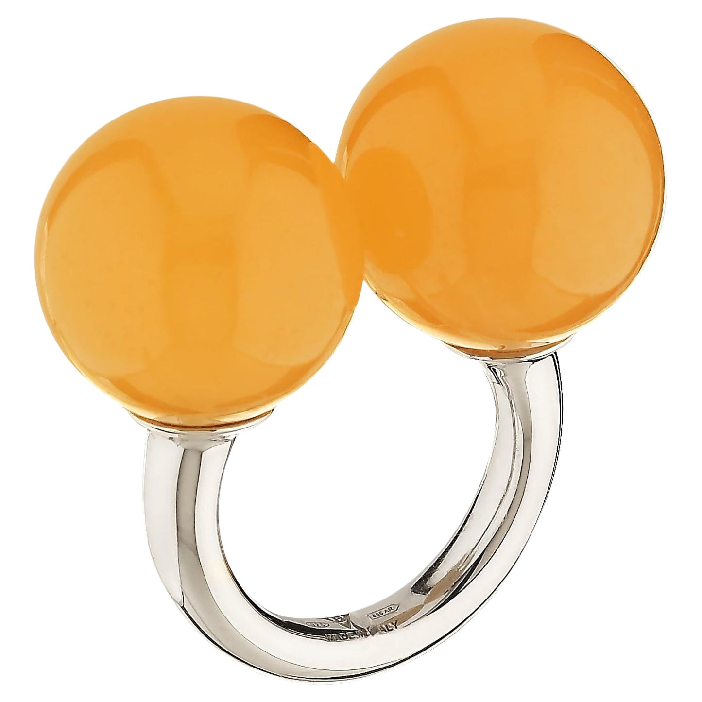 Betony Vernon "Double Sphere Calcite Massage Ring" Sterling Silver 925 in Stock