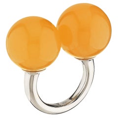 Betony Vernon "Double Sphere Calcite Massage Ring" Sterling Silver 925 in Stock
