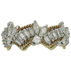 Diamond Gold Platinum Band Ring 8
