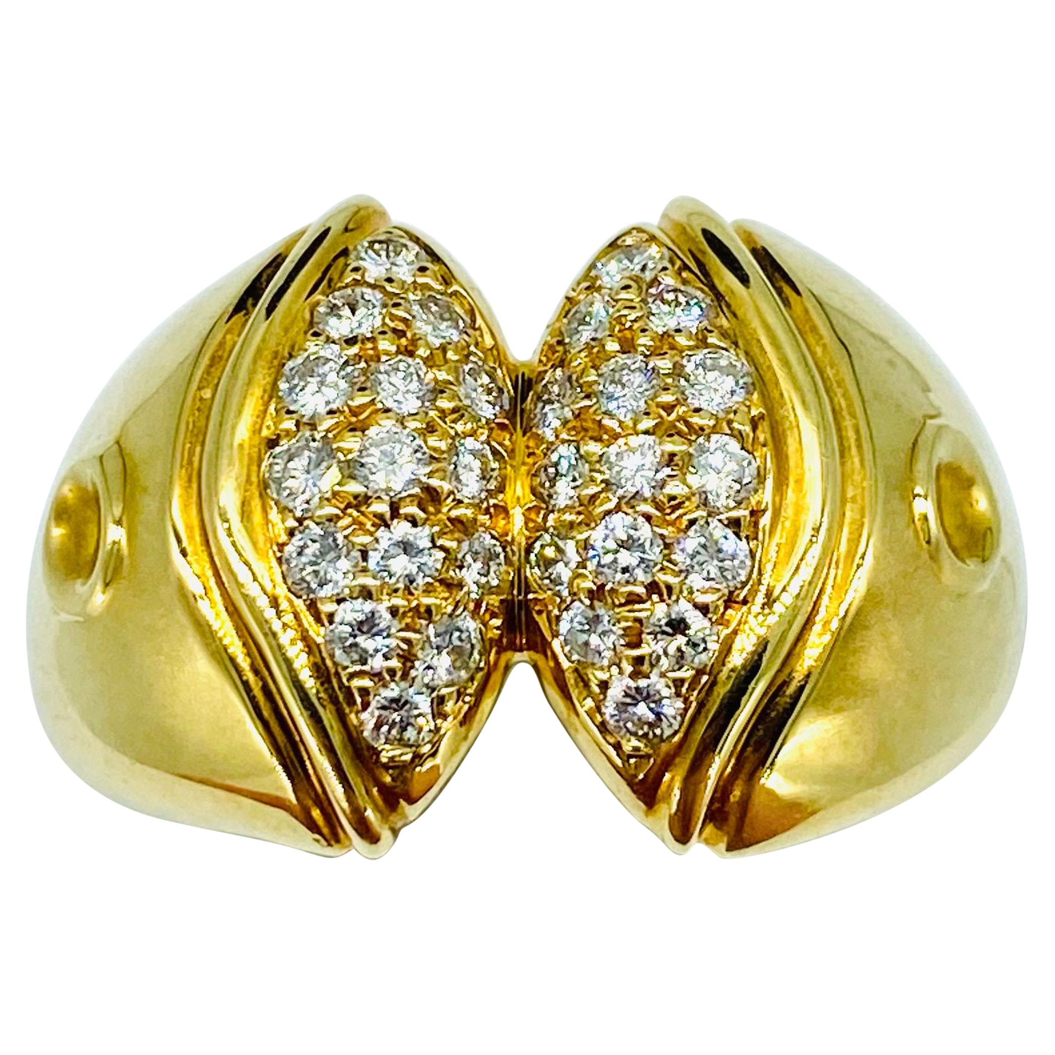 Movado 18K Gold & 0.90 Carat F-G/VS Clarity Diamond Cluster Ring For Sale