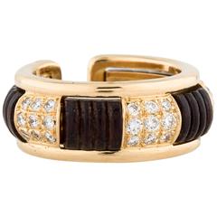 Boucheron Wood Diamond Gold Two Part Open Band Ring